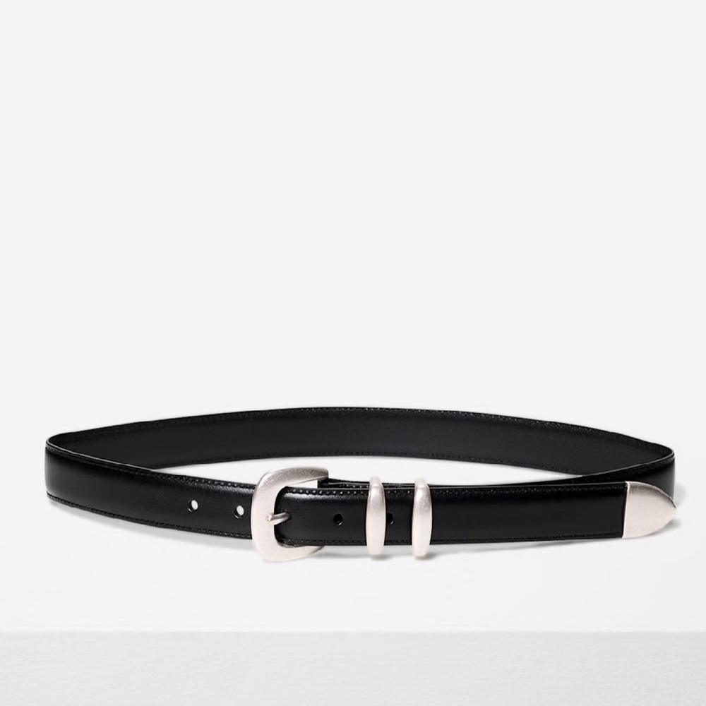 Aritzia Babaton Legendary black leather belt western silver xxs 2xs
